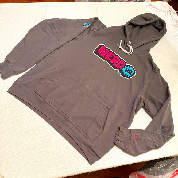 🩶🩷🩵 Nerd HQ 🩵🩷🩶 relaunch Hoodie grey Men's L - Picture 2 of 15